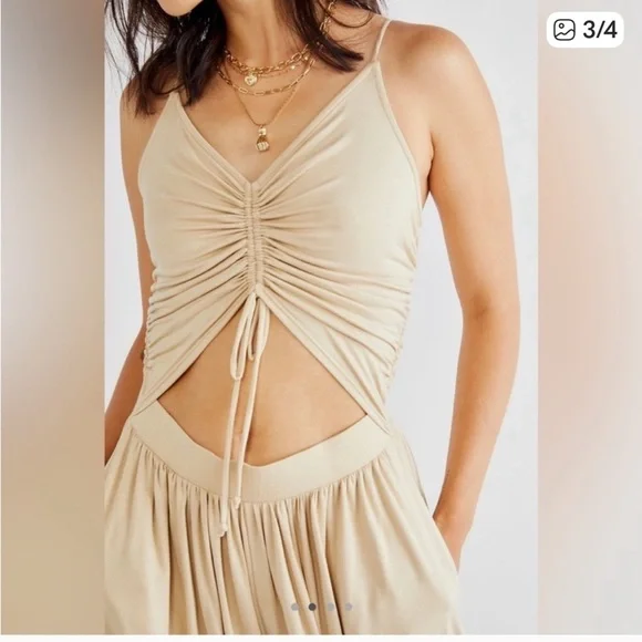 Free People FP Beach Weekend Chill-Out Ruched Harem Cut Out Jumper jumpsuit S - Picture 3 of 9